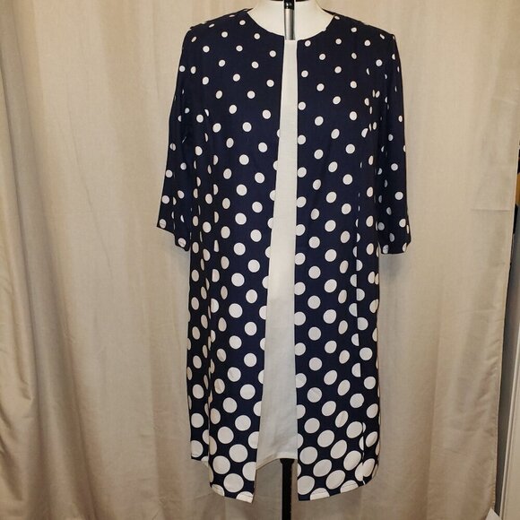 Especially Yours Womens Blue & White Polka Dot Jacket Dress, Plus Size, XL - Picture 2 of 13